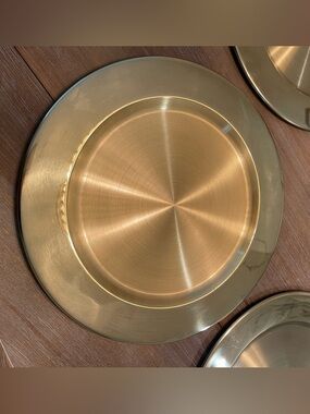 4 crate and barrel Gold-Plated Charger Plates